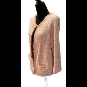 Halogen Red & White Womens Jacket Stylish Distressed with Frayed Edging Sz Large